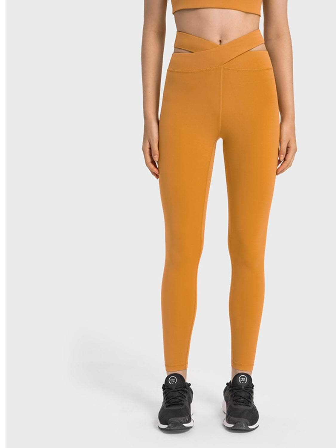 Crisscross Cutout Sports Leggings Mustard / 4