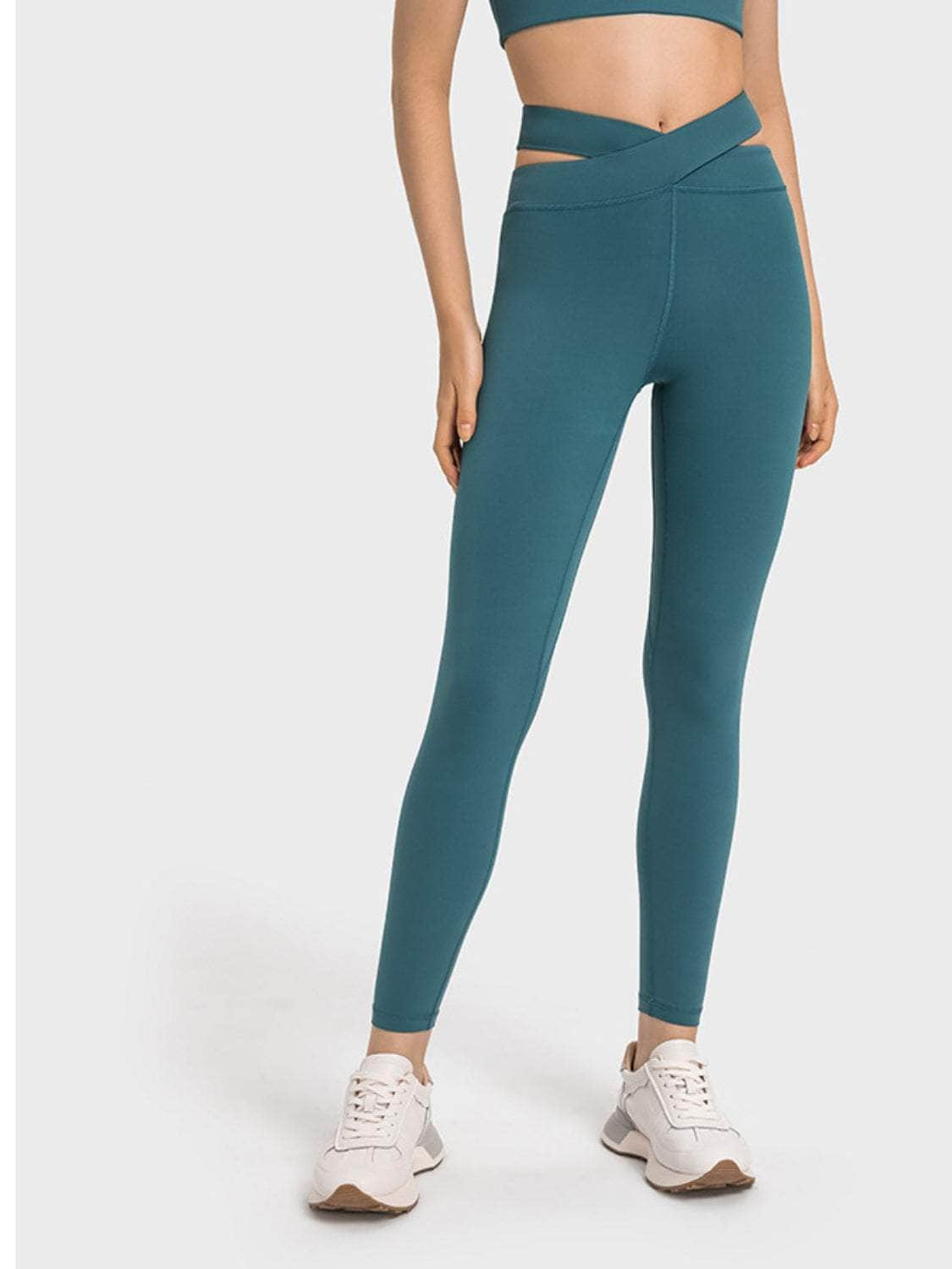 Crisscross Cutout Sports Leggings Teal / 4