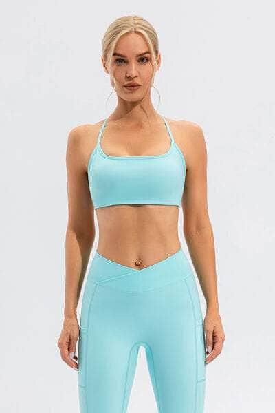 Crisscross Spaghetti Strap Active Cami Aqua / S