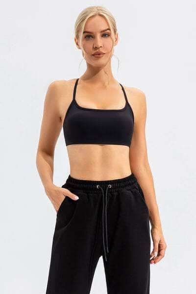 Crisscross Spaghetti Strap Active Cami Black / S