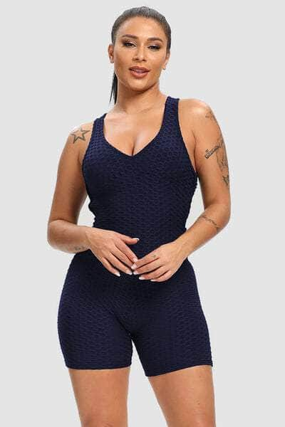 Crisscross Wide Strap Active Romper Dark Navy / S