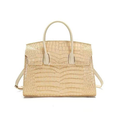 Croc-Embossed Leather Crossbody Purse Sand