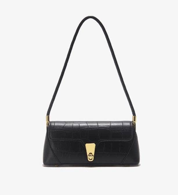 Crocodile Armpit Retro Shoulder Handbag Black