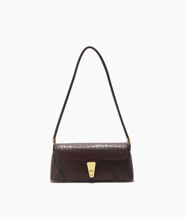 Crocodile Armpit Retro Shoulder Handbag Brown