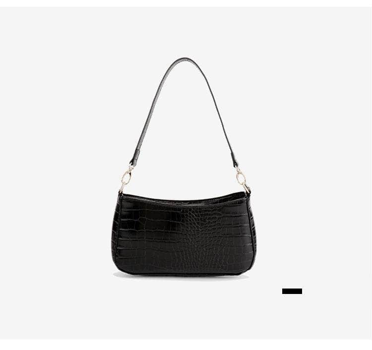 Crocodile Effect Leather Shoulder Handbag