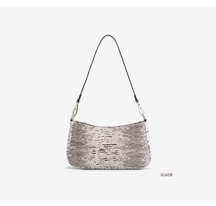 Crocodile Effect Leather Shoulder Handbag