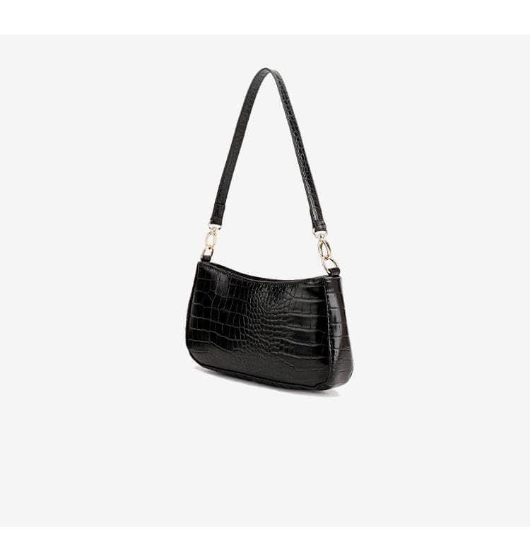 Crocodile Effect Leather Shoulder Handbag