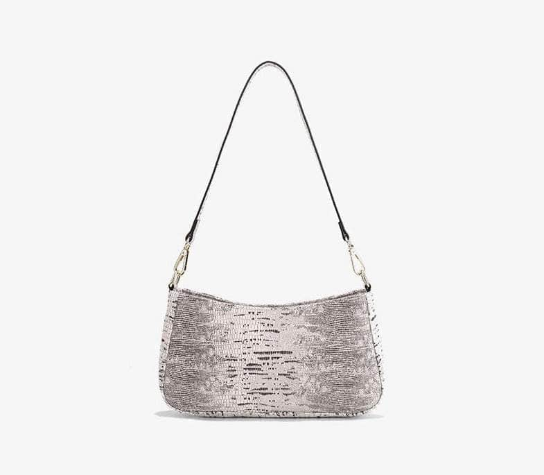 Crocodile Effect Leather Shoulder Handbag