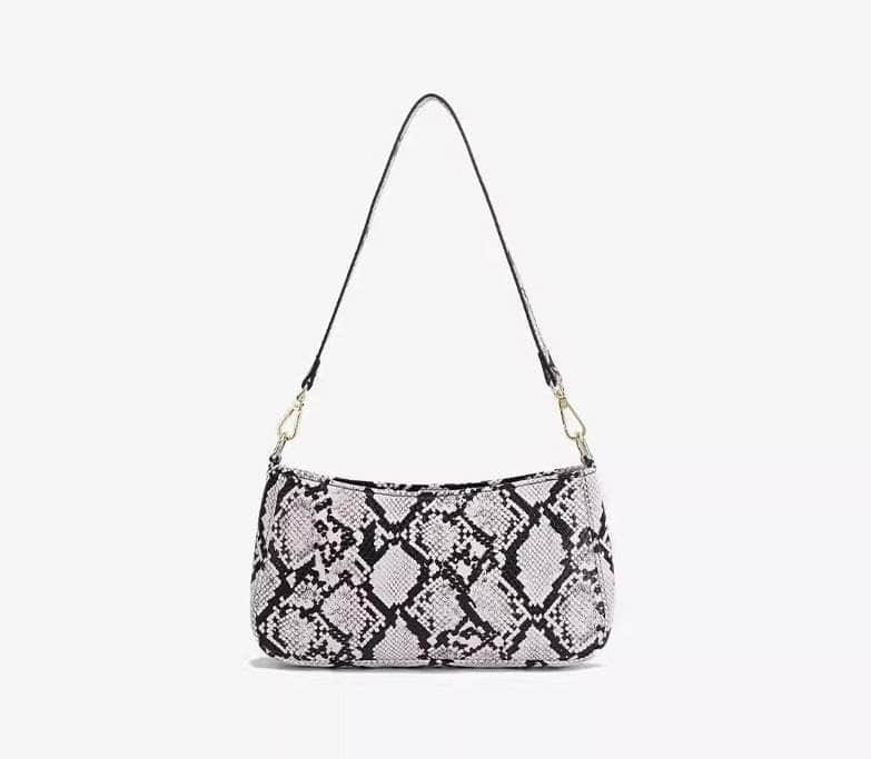 Crocodile Effect Leather Shoulder Handbag Reptilian