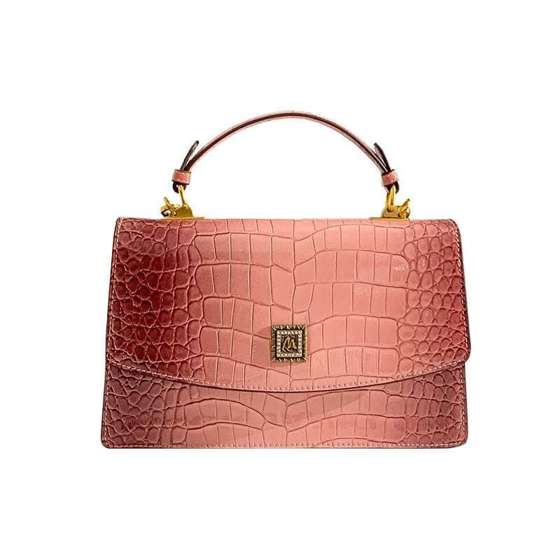 Crocodile Embossed Leather Handbag