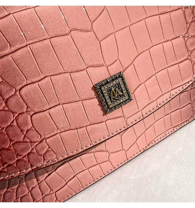 Crocodile Embossed Leather Handbag