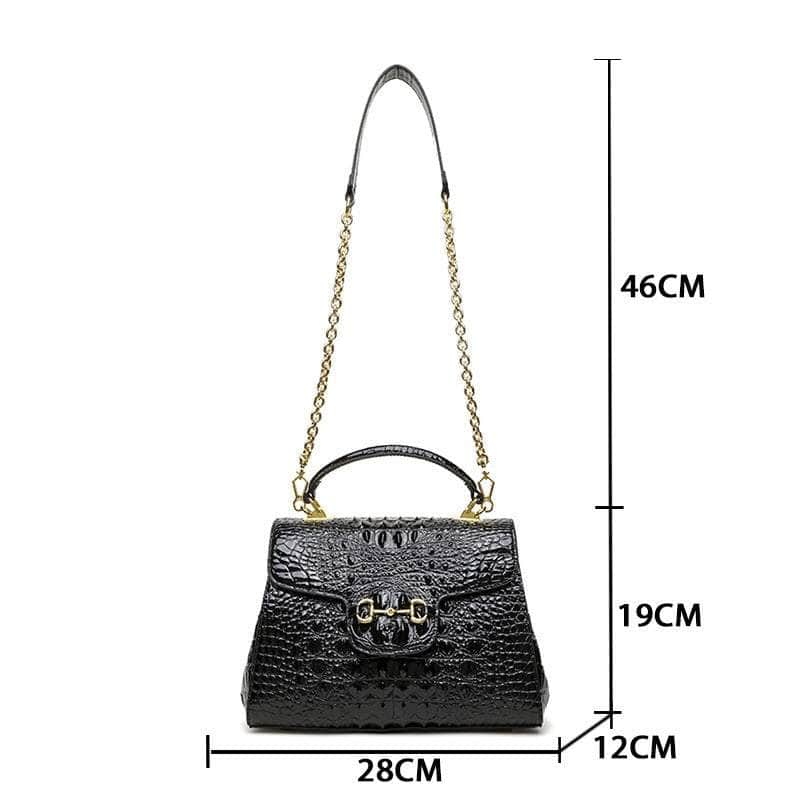 Crocodile Shoulder Handbag with Leather Top Handle