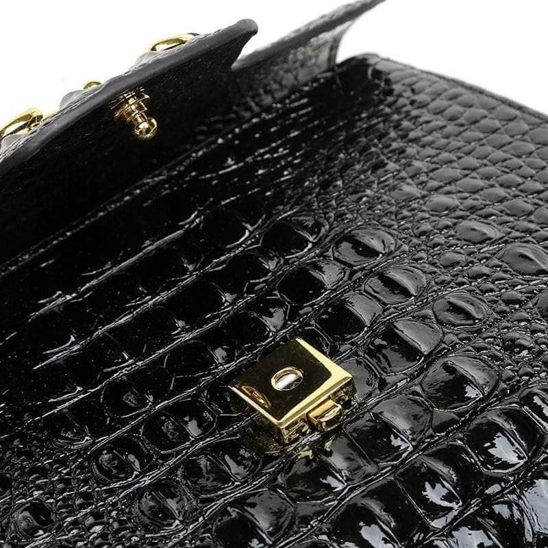 Crocodile Shoulder Handbag with Leather Top Handle