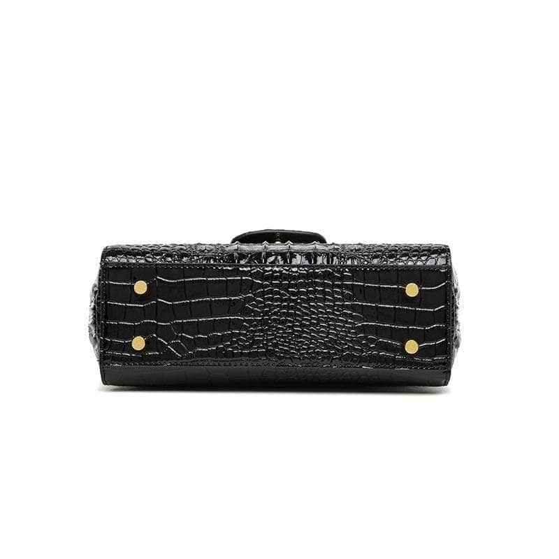 Crocodile Shoulder Handbag with Leather Top Handle