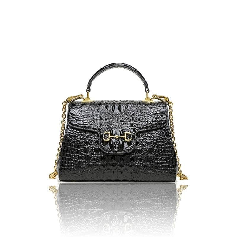 Crocodile Shoulder Handbag with Leather Top Handle