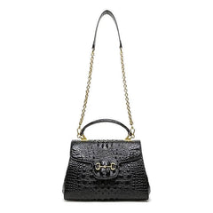 Crocodile Shoulder Handbag with Leather Top Handle