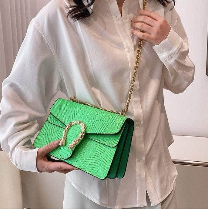 Crocodile Skin Crossbody Shoulder Flap Bag