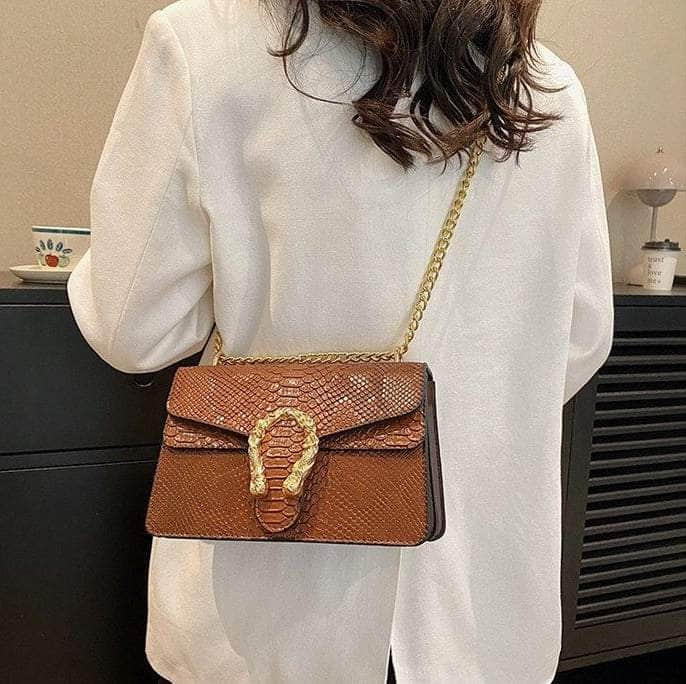 Crocodile Skin Crossbody Shoulder Flap Bag