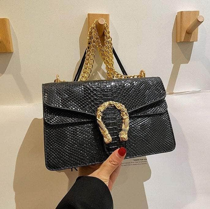 Crocodile Skin Crossbody Shoulder Flap Bag