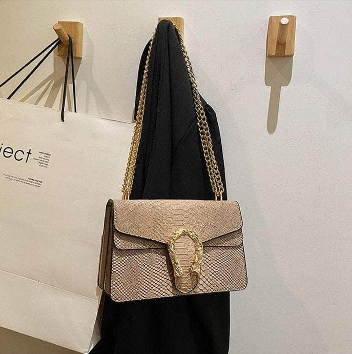 Crocodile Skin Crossbody Shoulder Flap Bag