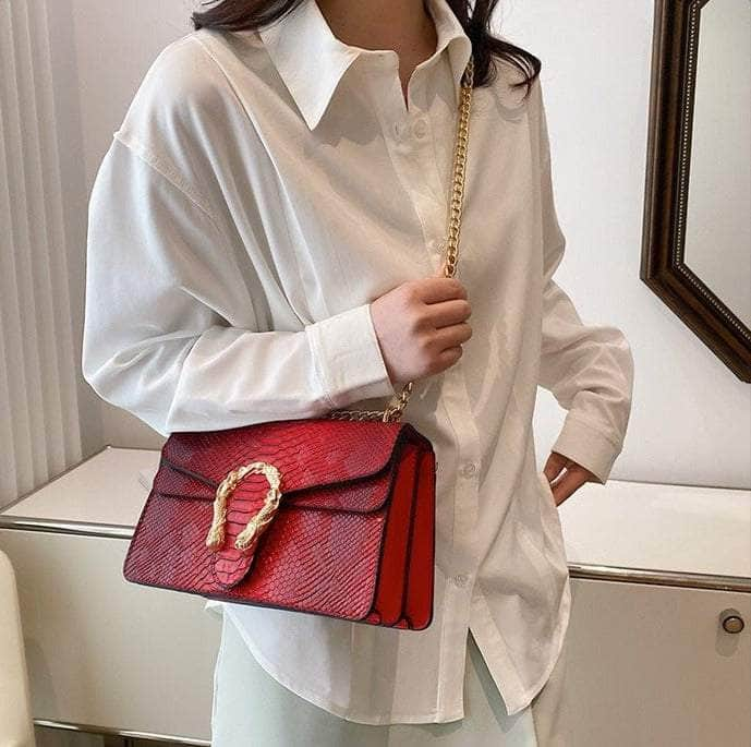 Crocodile Skin Crossbody Shoulder Flap Bag