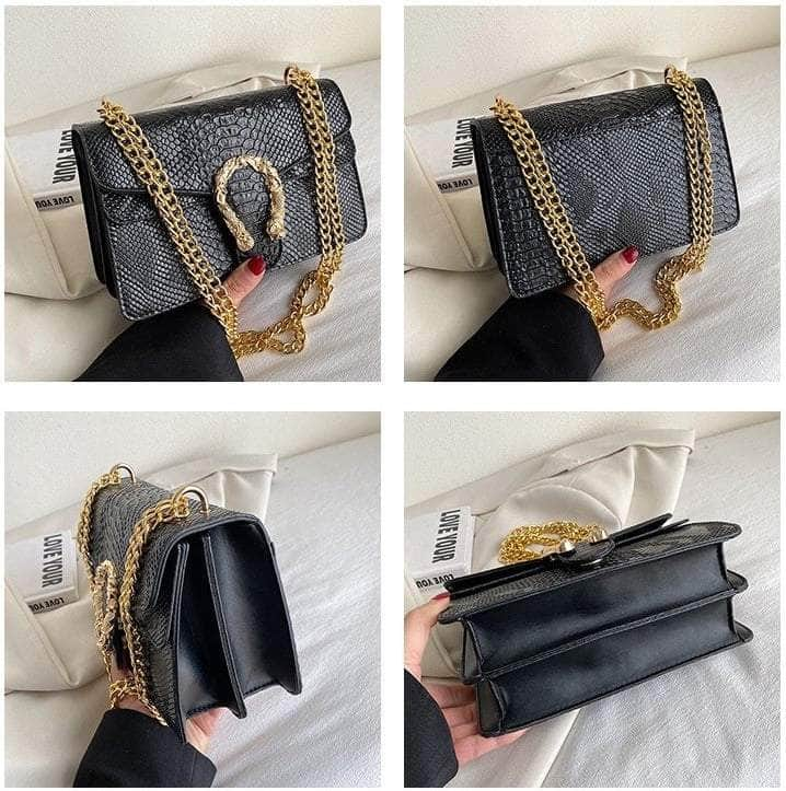 Crocodile Skin Crossbody Shoulder Flap Bag