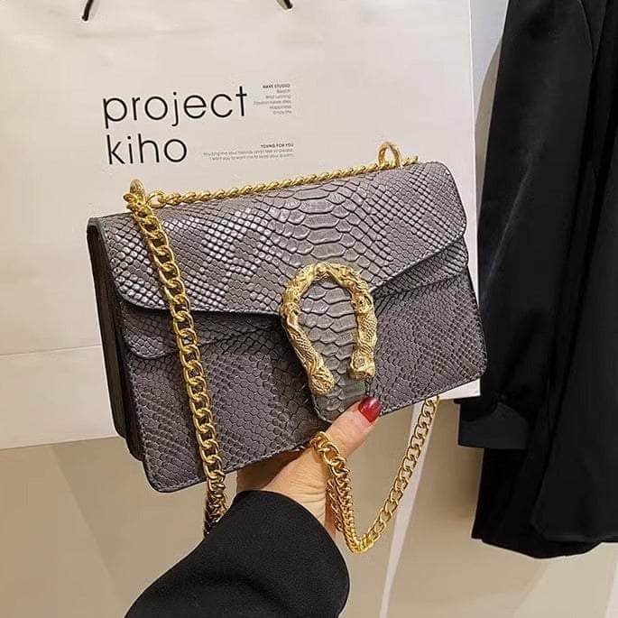 Crocodile Skin Crossbody Shoulder Flap Bag