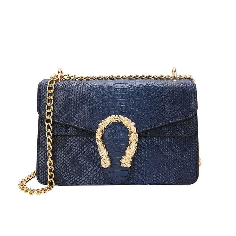 Crocodile Skin Crossbody Shoulder Flap Bag Blue