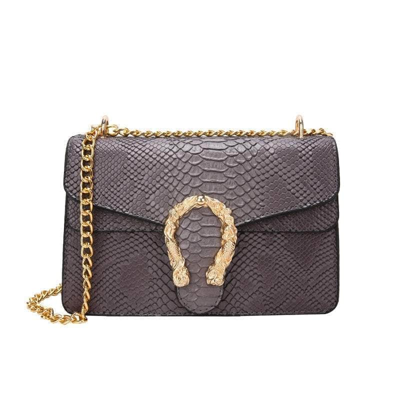 Crocodile Skin Crossbody Shoulder Flap Bag Gray