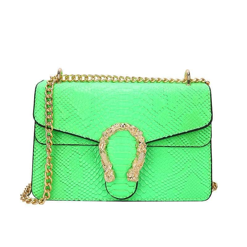 Crocodile Skin Crossbody Shoulder Flap Bag Green