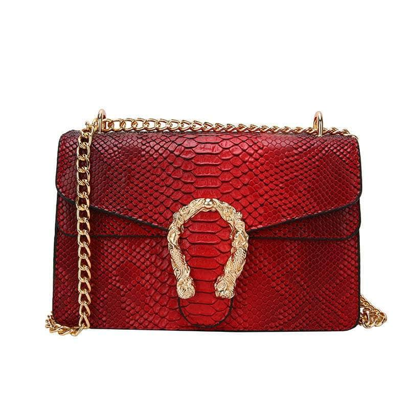 Crocodile Skin Crossbody Shoulder Flap Bag Red