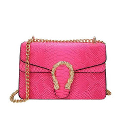 Crocodile Skin Crossbody Shoulder Flap Bag Rose