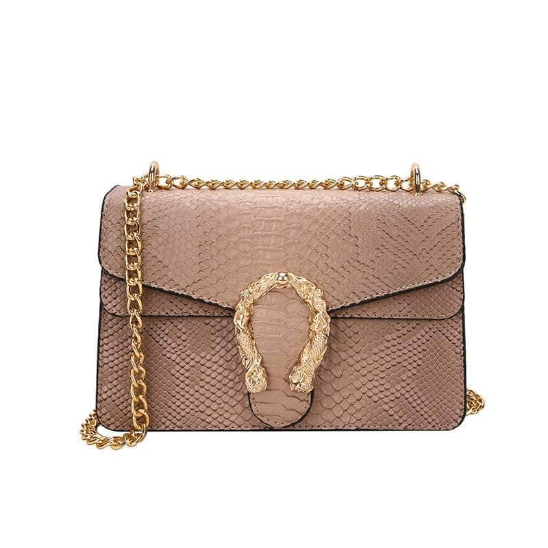 Crocodile Skin Crossbody Shoulder Flap Bag Tan