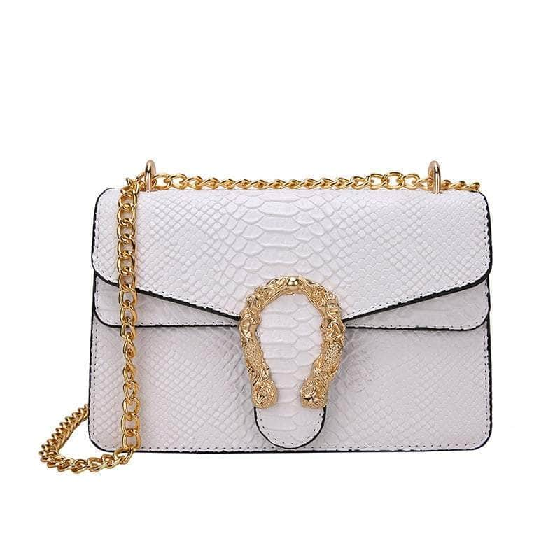 Crocodile Skin Crossbody Shoulder Flap Bag White