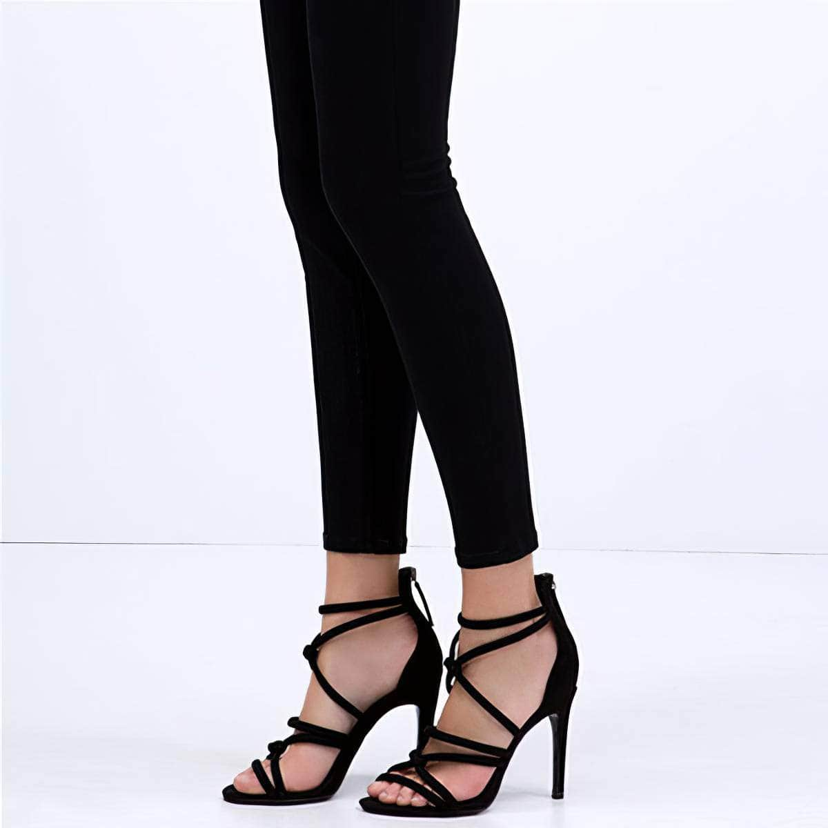 Cross Strappy Back Zip Heels