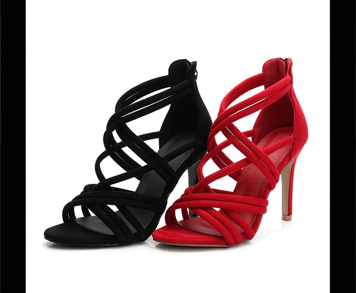 Cross Strappy Back Zip Heels