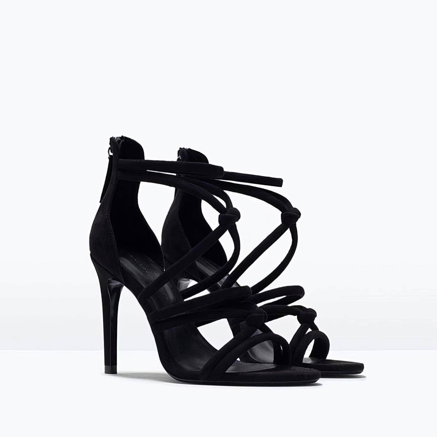 Cross Strappy Back Zip Heels