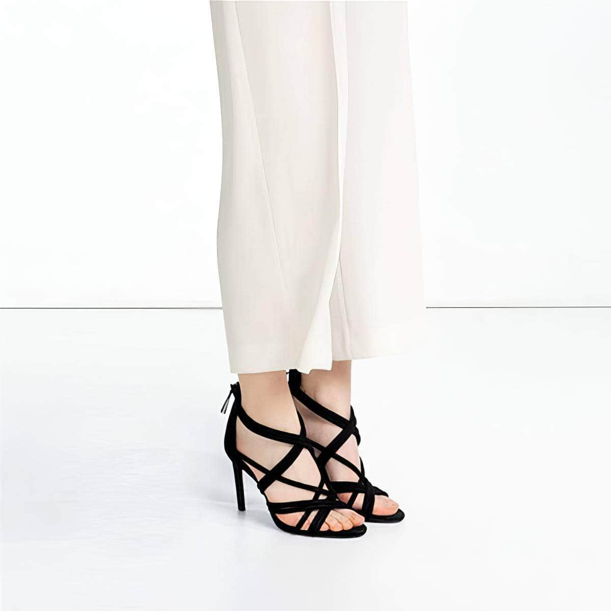 Cross Strappy Back Zip Heels