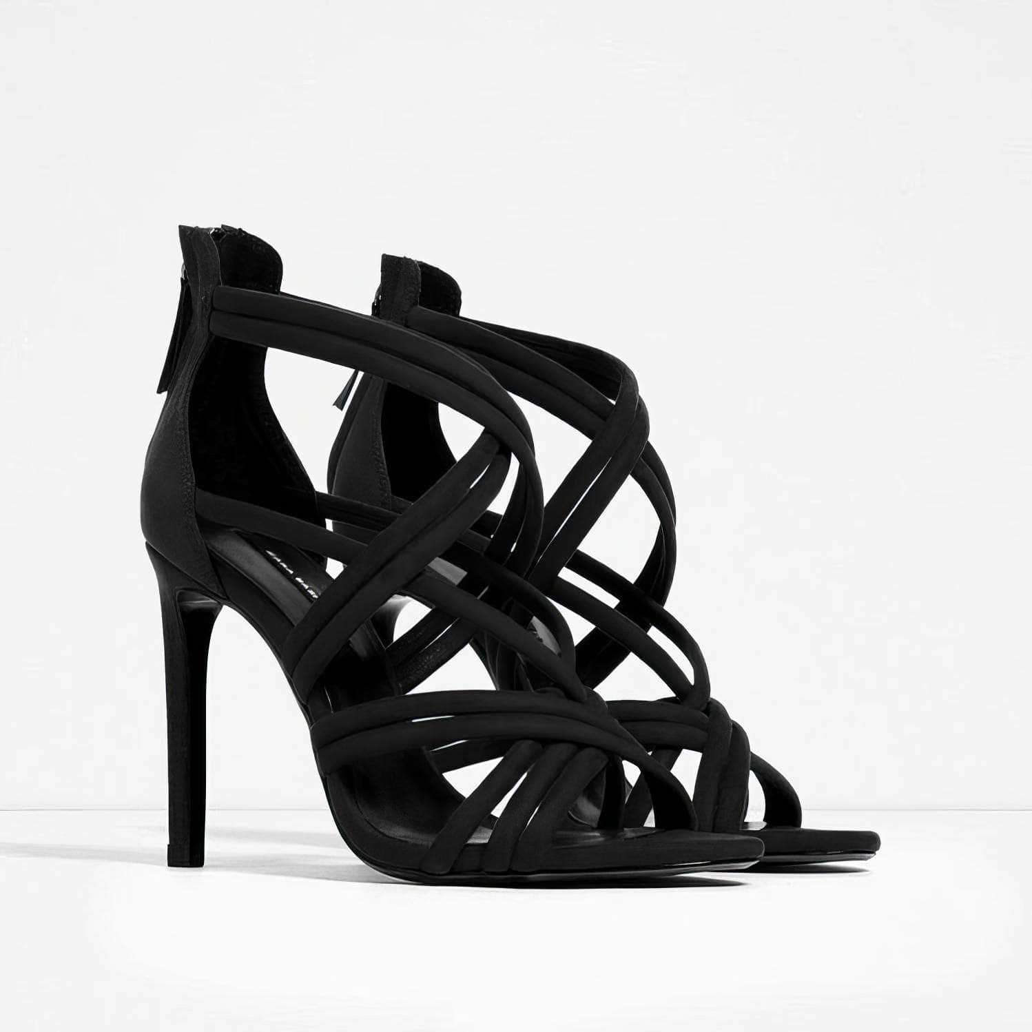 Cross Strappy Back Zip Heels