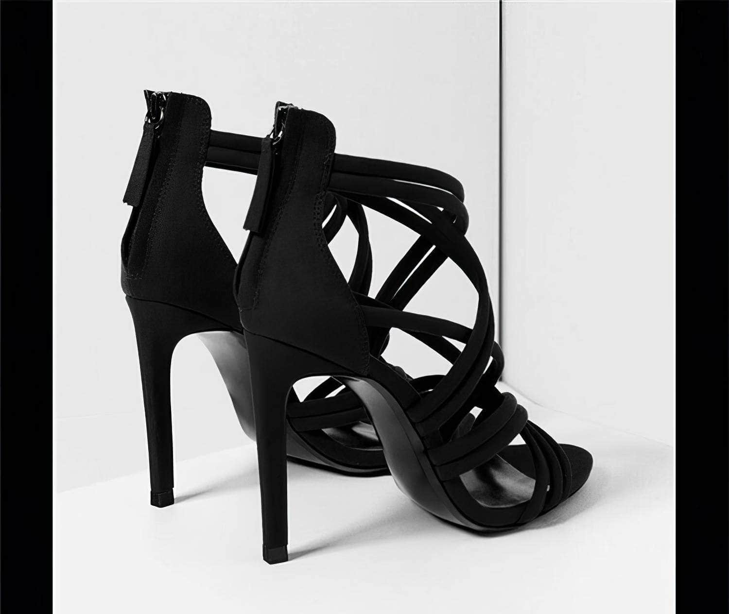 Cross Strappy Back Zip Heels