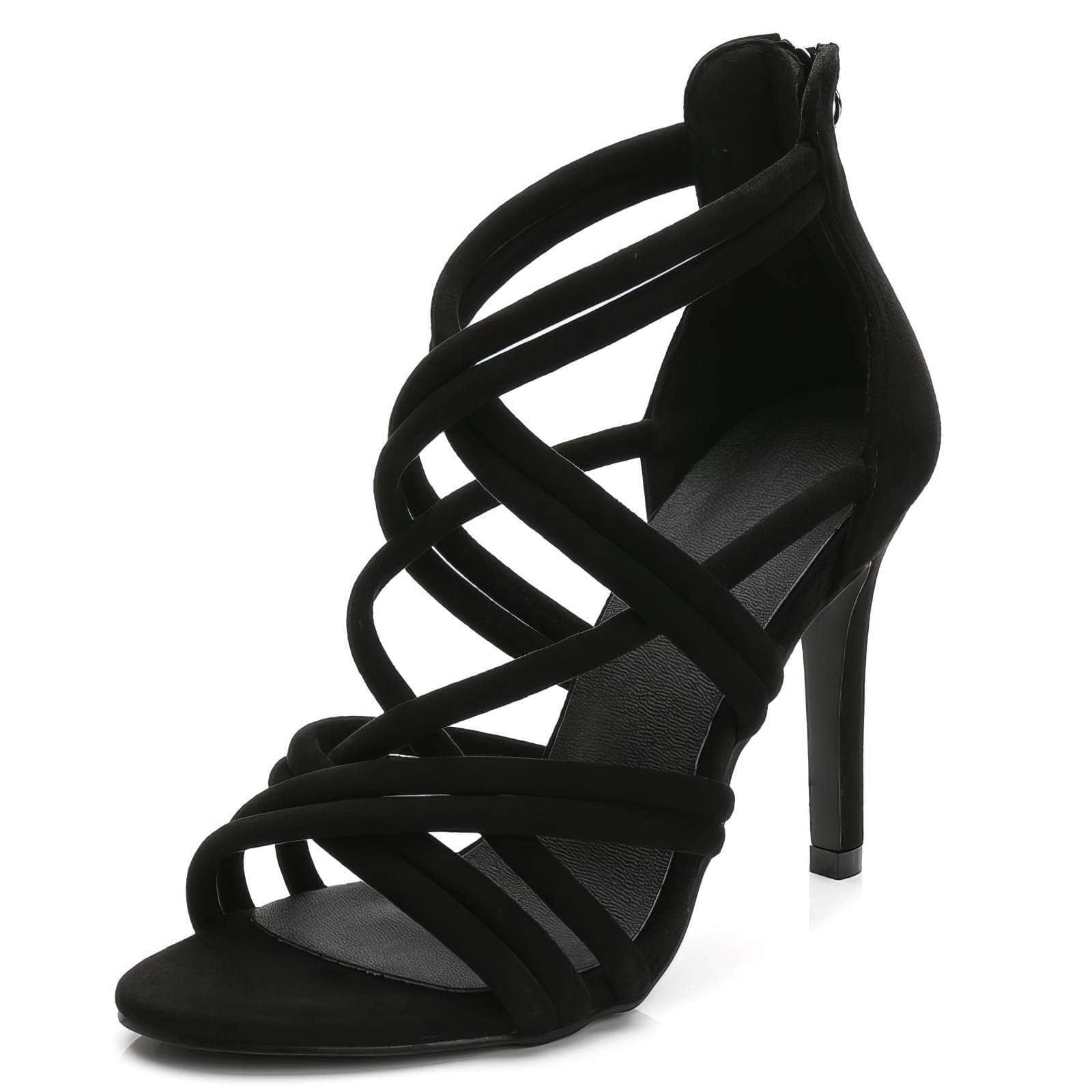 Cross Strappy Back Zip Heels