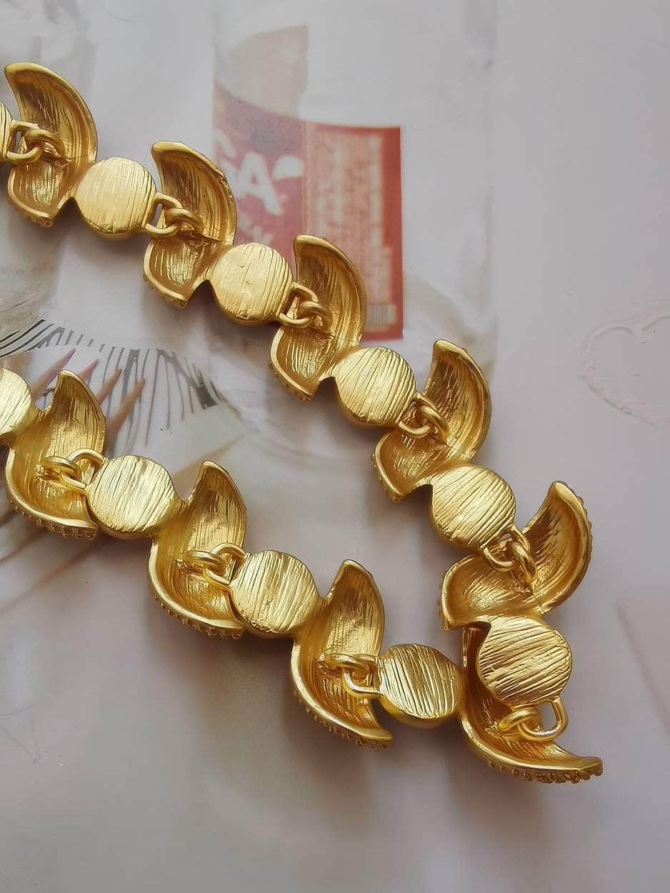 Crown Trifari Demi Parure Pearl Accented Necklace Gold / Necklace