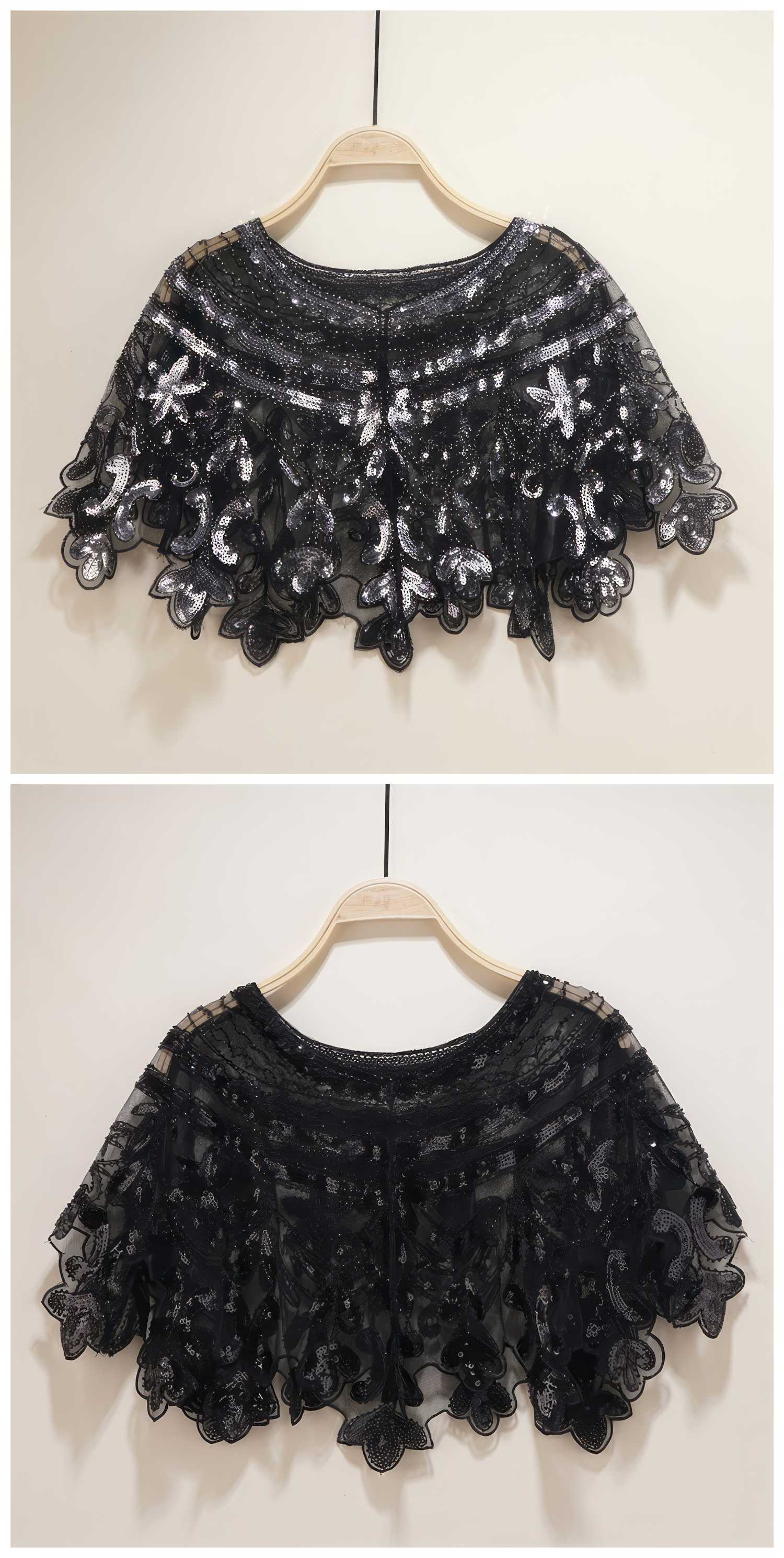 Crystal Beaded Cape Collar Top