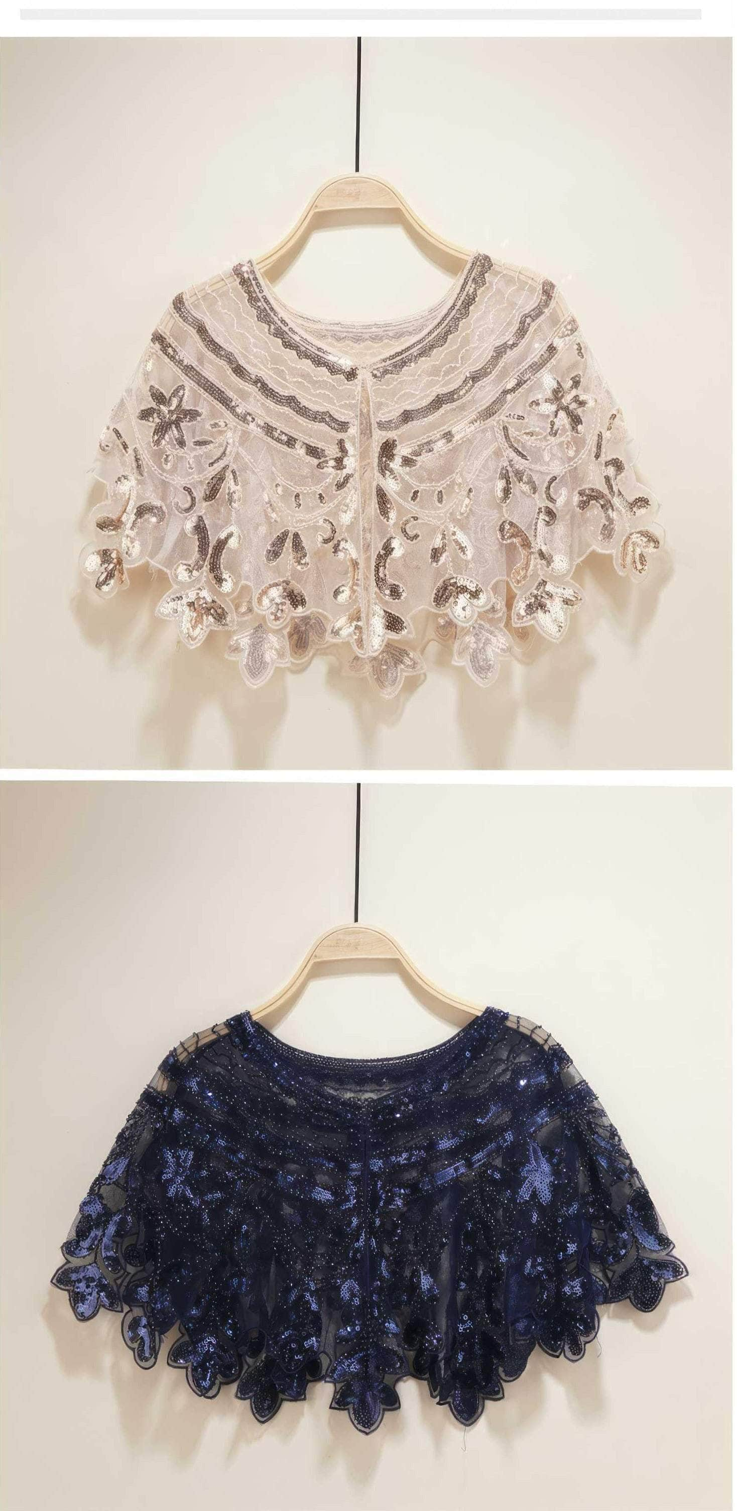 Crystal Beaded Cape Collar Top