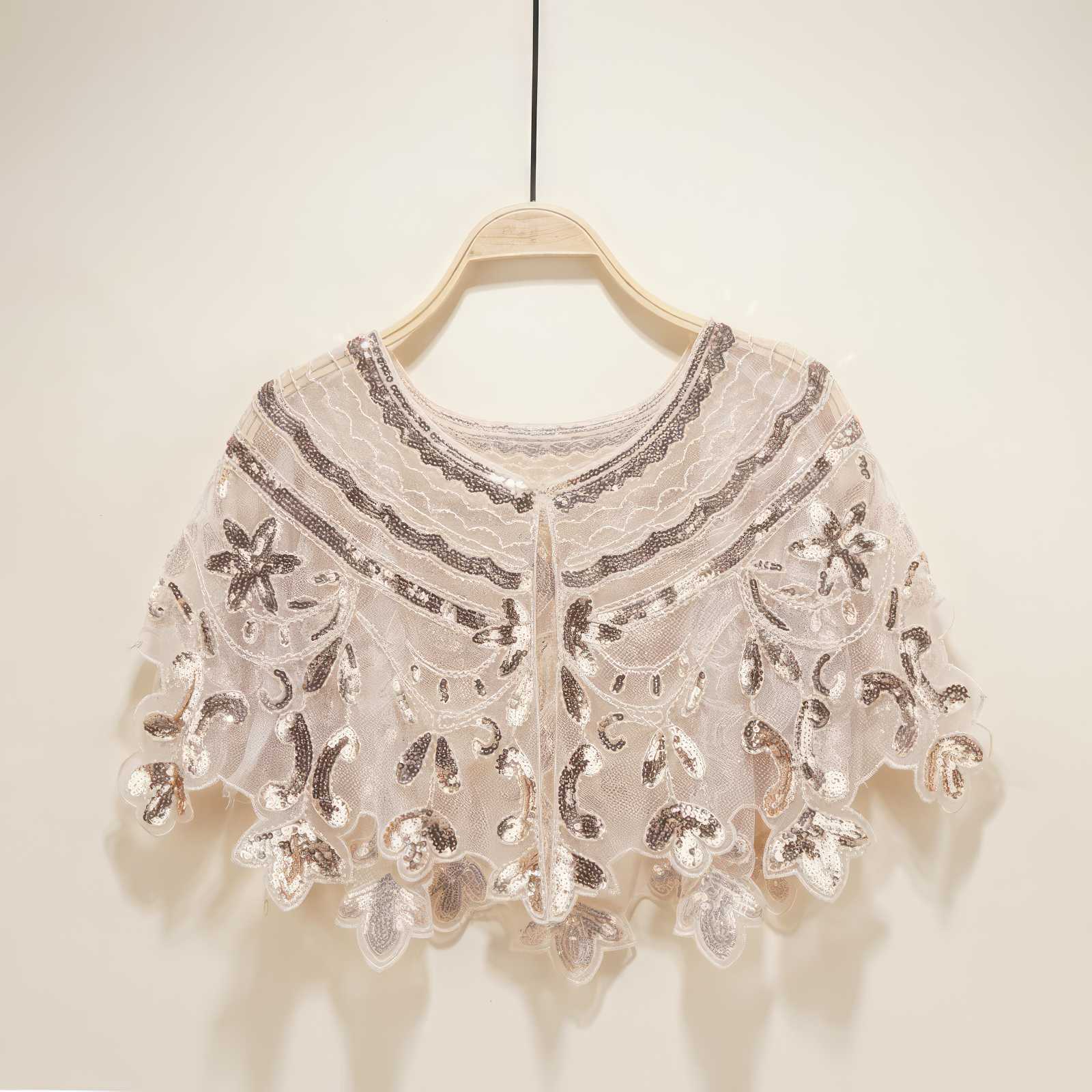 Crystal Beaded Cape Collar Top S / Gold