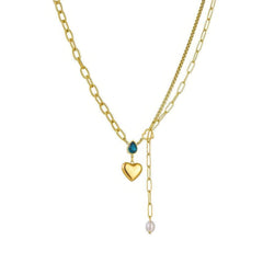 Crystal Pearl Choker Heart Pendant Necklace N2260
