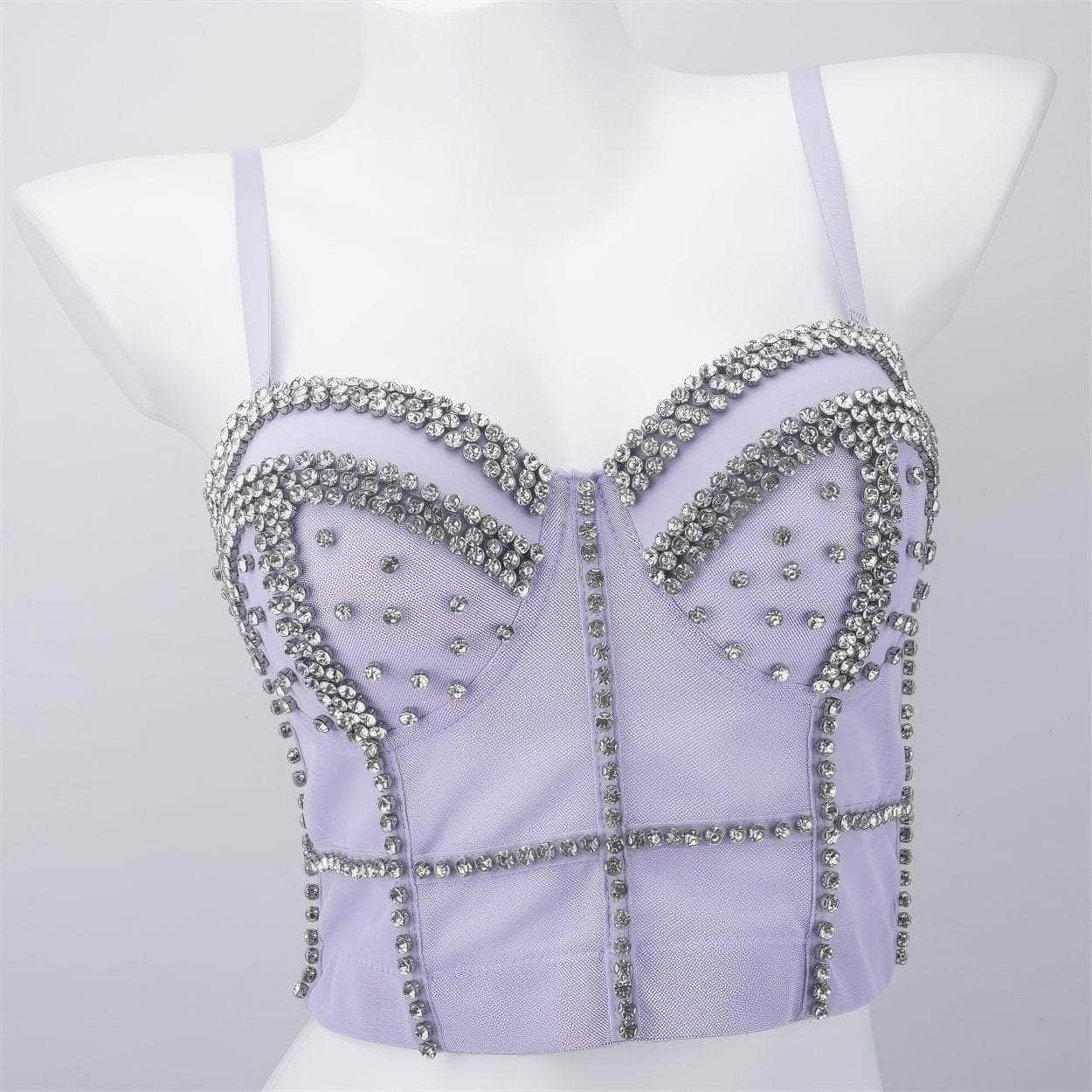 Crystal Rhinestone Decorated Cami Bustier Bralette