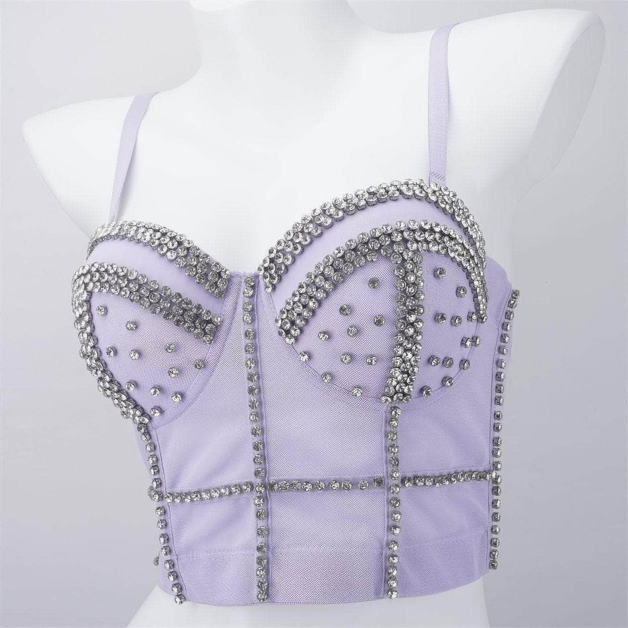 Crystal Rhinestone Decorated Cami Bustier Bralette