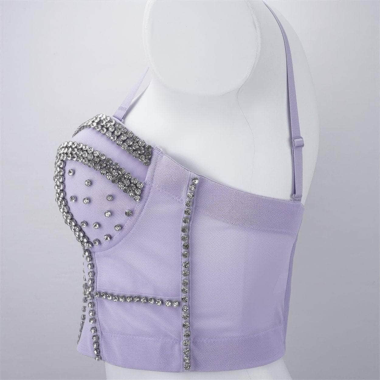 Crystal Rhinestone Decorated Cami Bustier Bralette