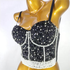 Crystal Rhinestone-Encrusted Beaded Bralette